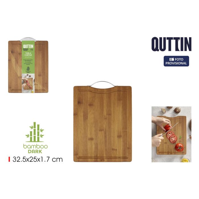 Quttin Tabla de Cortar de Bambú Oscuro con Asa de 32.5 cm x 25.4 cm (12 Unidades)
