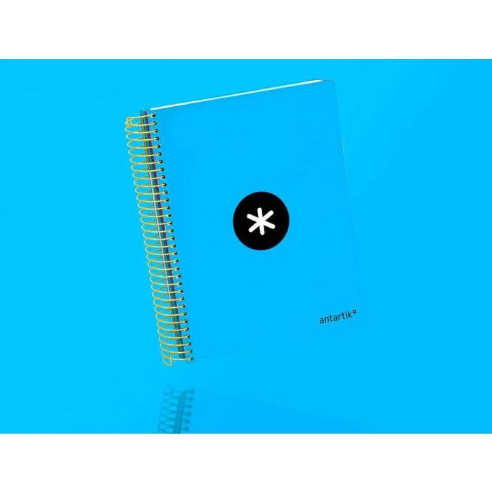 Cuaderno Espiral A5 Micro Antartik Tapa Forrada 120H 100 gr Horizontal 5 Bandas 6 Taladros Color Azul 8