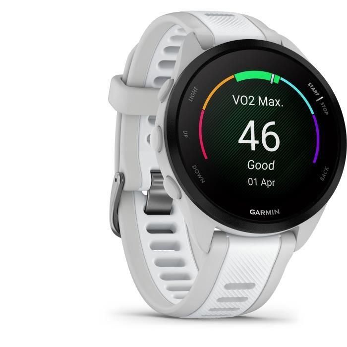 Reloj GPS conectado - GARMIN - Forerunner 165 - 1.2 - Blanco con pulsera Blanca y Gris Claro 1