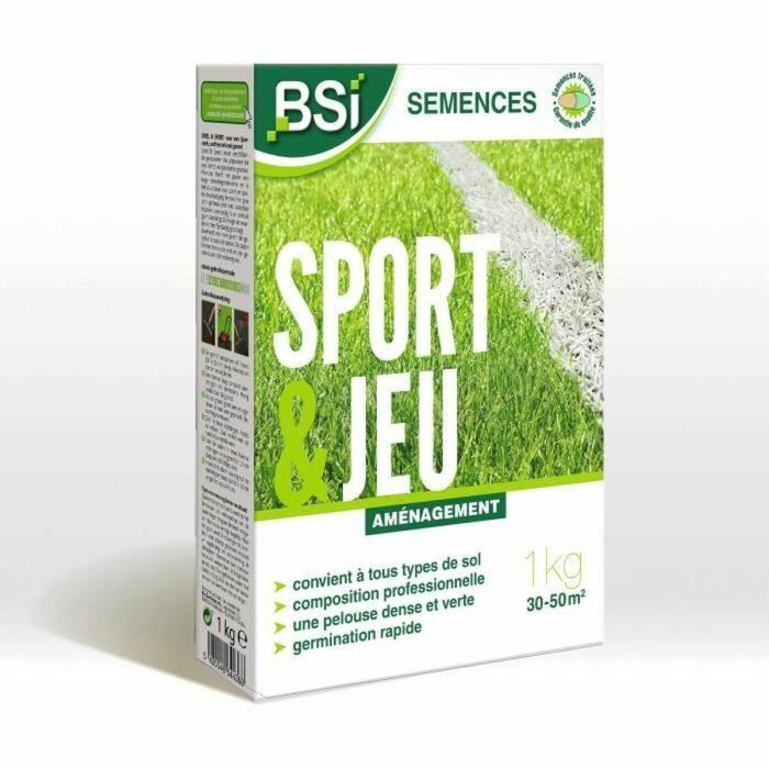 BSI BSI5420046644368 Semillas de césped Sport & Play con revestimiento protector de alta calidad para 50 m² (1 Kg)