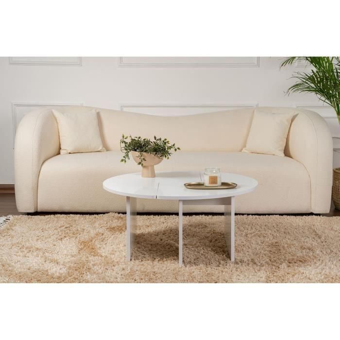 Mesa de centro MOIRA CAL1738350884787 Redonda Blanco natural - 90 x 90 x 41 cm 5