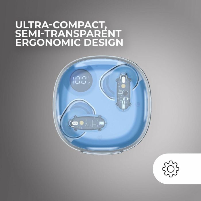 Mars Gaming MHIB2BL Auriculares Inalámbricos Bluetooth 5.4 Intraurales Azules con Micrófono, Estuche de Carga con Pantalla y 24h Autonomía 4