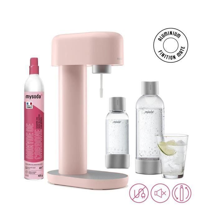 MYSODA Máquina de refrescos Ruby Pink, 1 botella 0,5L, 1 botella 1L, 1 botella de CO2 1