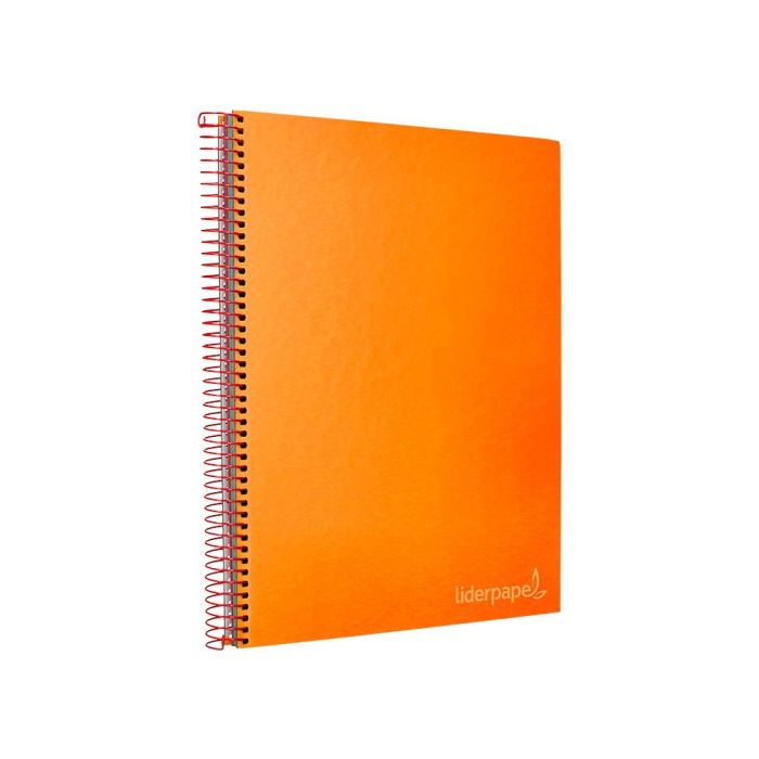 Cuaderno Espiral Liderpapel A4 Micro Jolly Tapa Forrada 140H 75 gr Cuadro 5 mm 5 Bandas4 Taladros Color Naranja 5