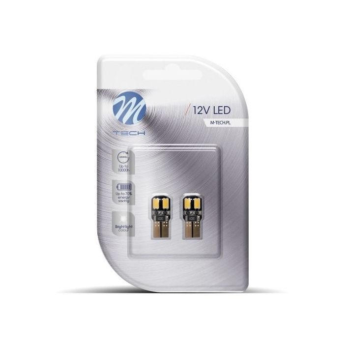 M-Tech MTECLB323W Blister 2x Bombilla LED W5W T10 CANBUS 12V Blanco 4xSMD5730 Serie Econo