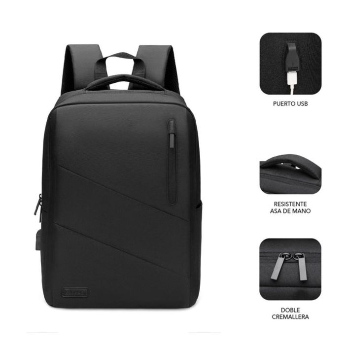 SUBBLIM City Backpack Mochila para portátil 15.6", Poliéster Oxford, Negra 1 SUBBLIM City Backpack Mochila para portátil 15.6", Poliéster Oxford, Negra 1