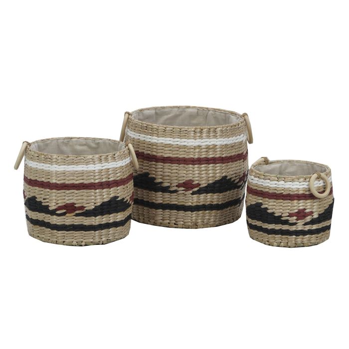 Cesta Colonial DKD Home Decor Natural Granate 30 x 25 x 30 cm Set de 3