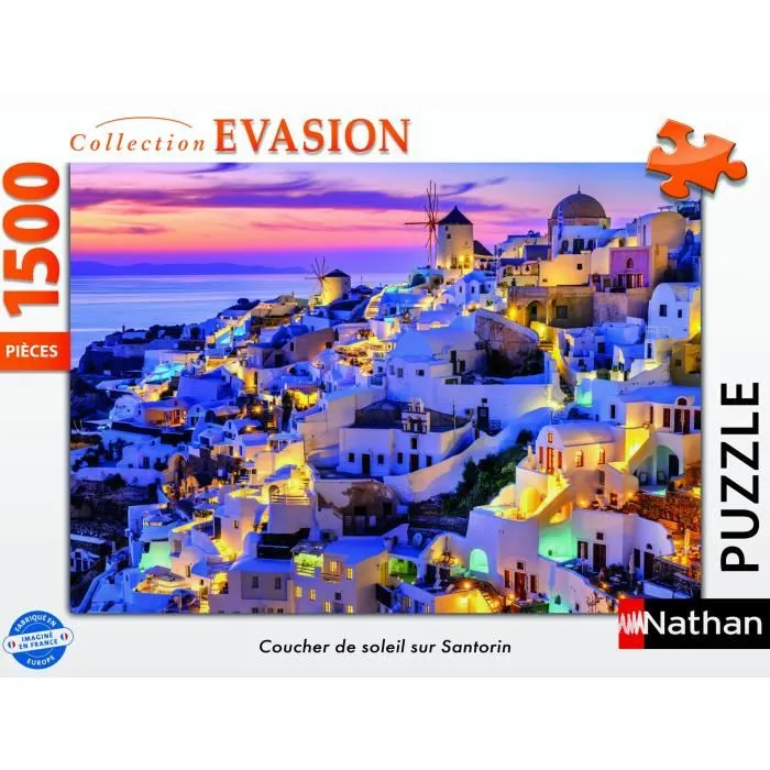 Ravensburger 12001532 Puzzle Atardecer en Santorini, 1500 Piezas, Colección Evasion, Adultos y Niños +14 Años