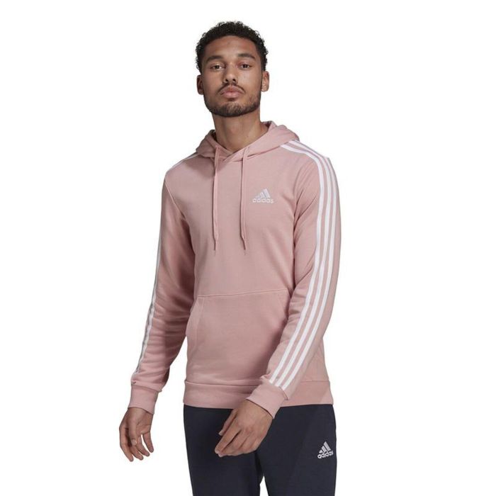 Sudadera con Capucha Hombre Adidas Essentials 3 Bandas Rosa claro