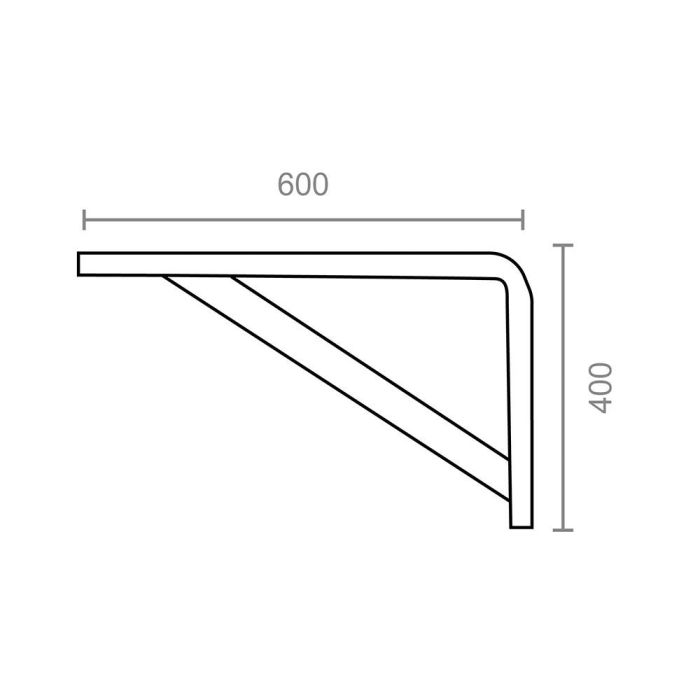 Micel Escuadra Reforzada PLM04 Gris 600 x 400 mm Soporta 150 kg 1
