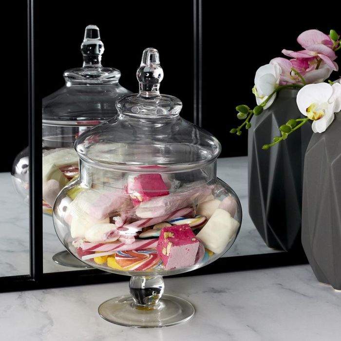 Home Deco Factory Bombonera de Vidrio con Pie, Diámetro 20 cm 3
