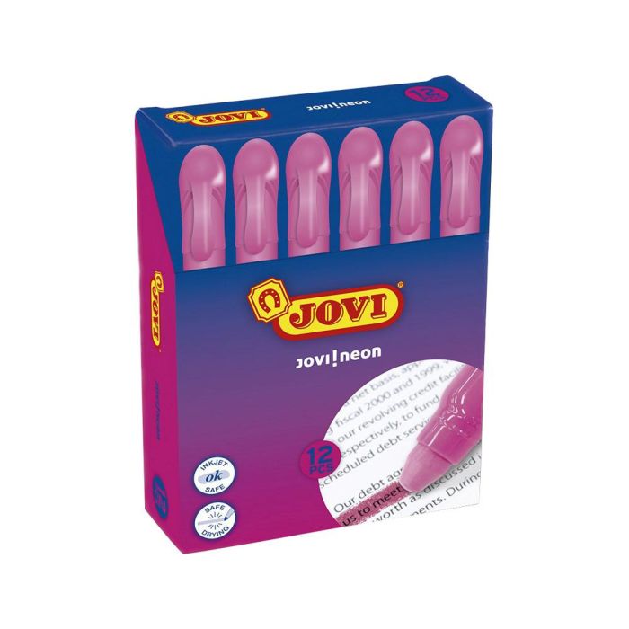 Marcador De Cera Gel Jovi Fluorescente Rosa Caja De 12 Unidades 1