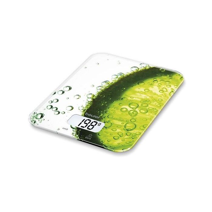 Beurer KS-19 Fresh Balanza de Cocina Digital, Vidrio Ultra Plano, Pantalla LCD, 5 kg, Función Tara, Diseño con Limones Beurer KS-19 Fresh Balanza de Cocina Digital, Vidrio Ultra Plano, Pantalla LCD, 5 kg, Función Tara, Diseño con Limones
