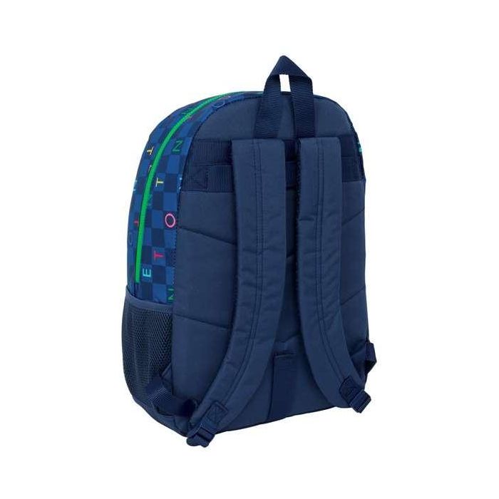 Mochila Escolar Benetton Damero Azul marino 30 x 46 x 14 cm 1