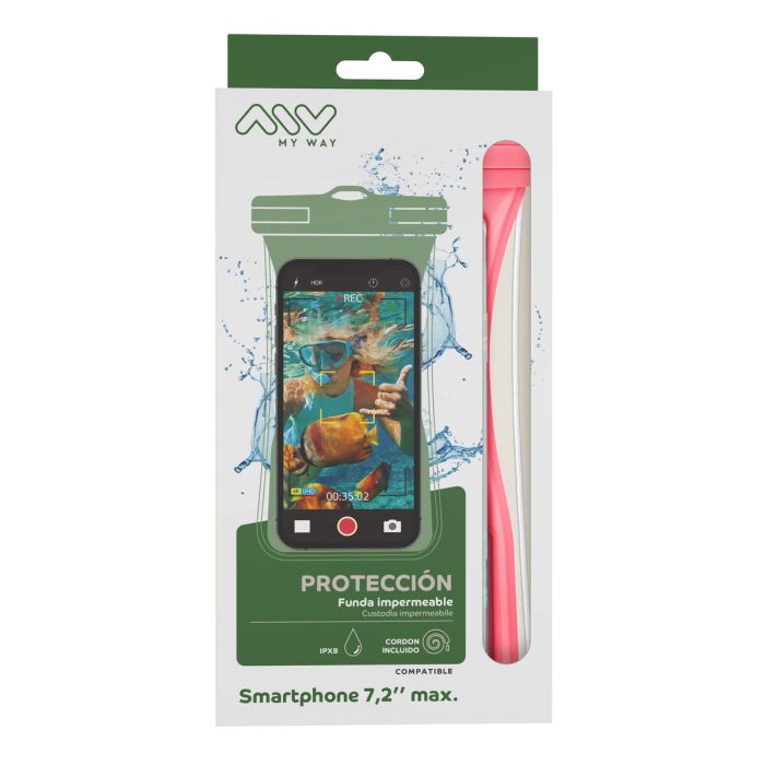 myway funda acuática universal Floating IPx8 hasta 7,2" rosa 4 myway funda acuática universal Floating IPx8 hasta 7,2" rosa 4
