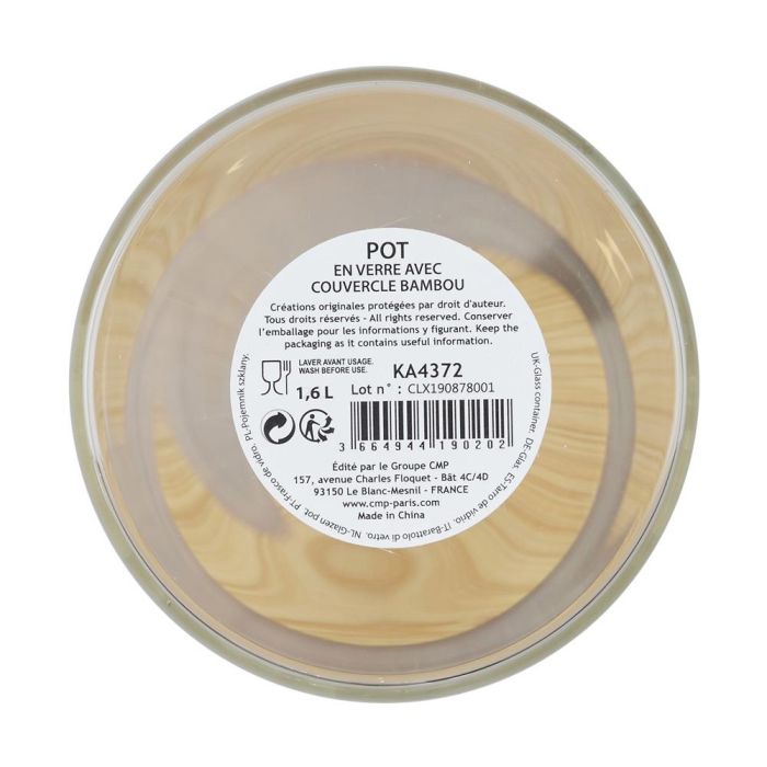Cook Concept Bote Vidrio Borosilicato 1,6 L con Tapa de Bambú Transparente 1 Cook Concept Bote Vidrio Borosilicato 1,6 L con Tapa de Bambú Transparente 1