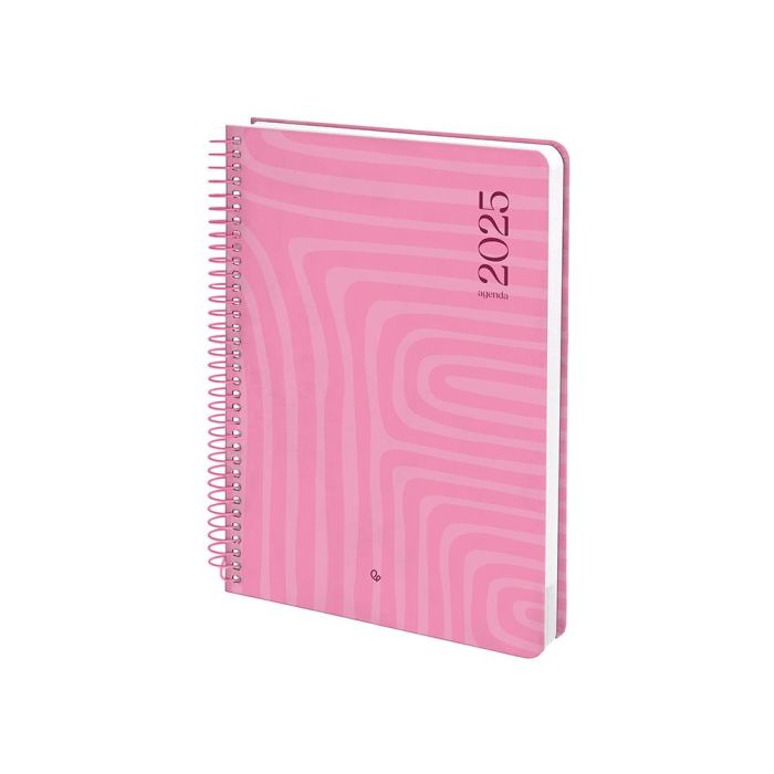 Agenda Espiral Liderpapel Syros A5 2025 Dia Pagina Color Rosa Papel 60 gr 3