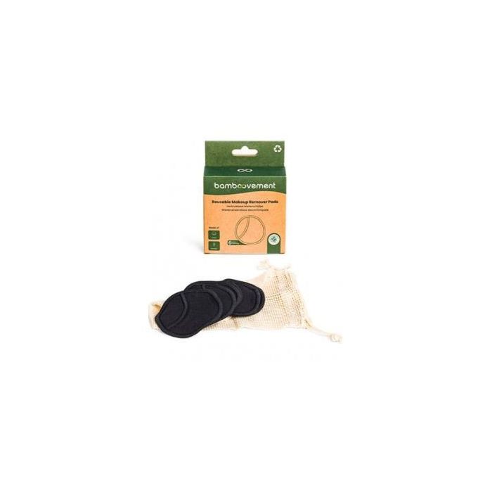 Bamboovement Discos Desmaquillantes Reutilizables de Bambú y Algodón Negros 6 Uds. Ecológicos para Limpieza Facial