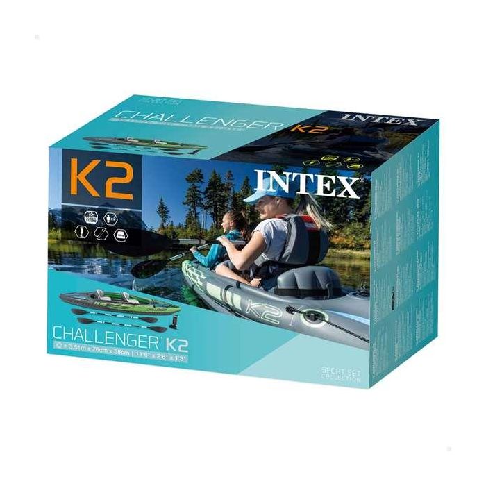 Intex Kayak Challenger K2 con Remos Aluminio Incluidos y Bomba 351x76x38cm 3