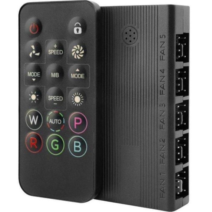 Mars Gaming Hub Ventilador Interno MFHUB con Control de Ventiladores PWM y ARGB, Mando a Distancia para PC 1