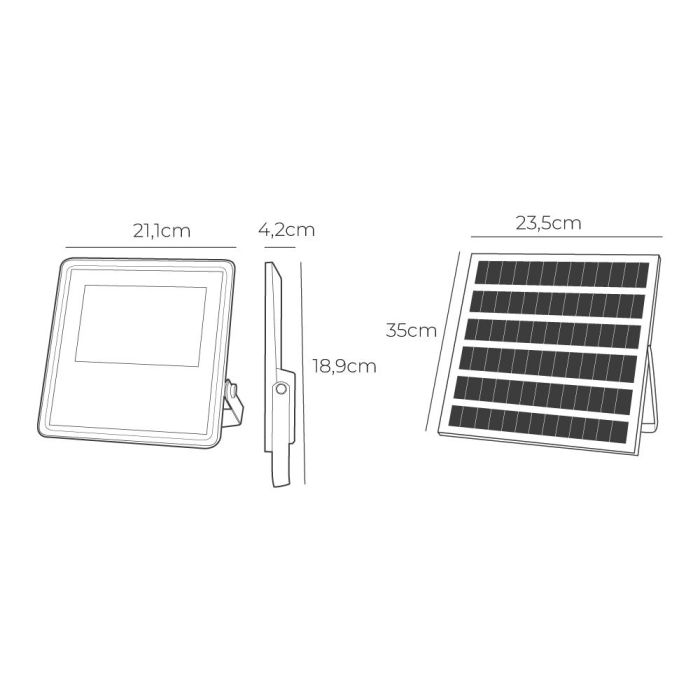 Foco proyector solar slim 100w 1.200lm 6.500k. 5