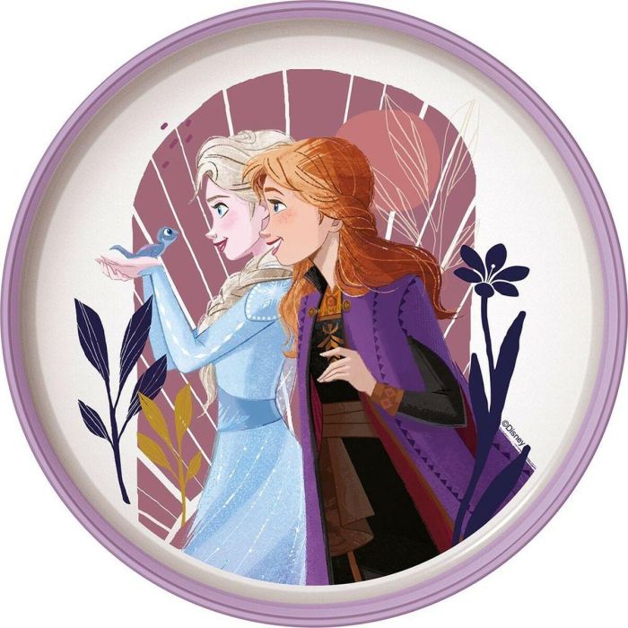 Disney CZ11294 Plato Infantil Antideslizante Frozen Bicolor Plástico Alimentario Libre BPA Apto Microondas