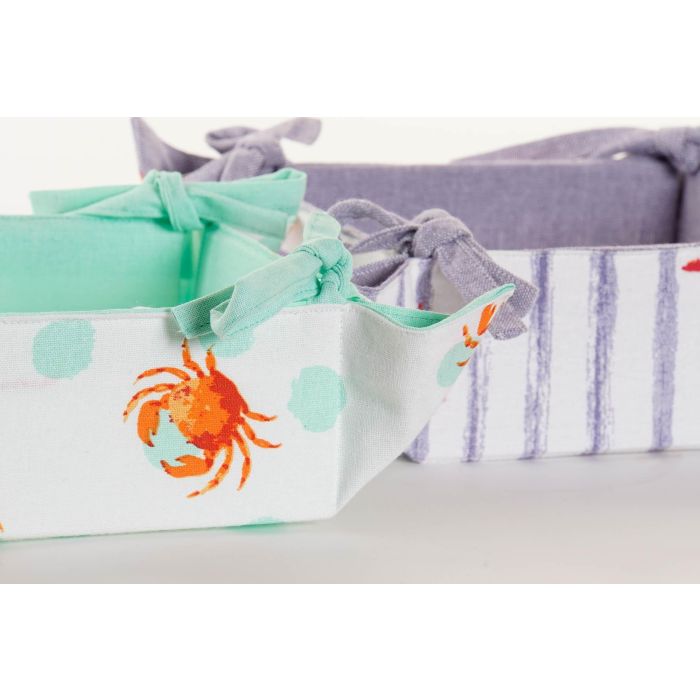 DKD Home Decor Cesta Mediterránea de Algodón Verde y Azul 34x34x34 cm Ideal para Almacenaje y Decoración (2 Unidades) 1