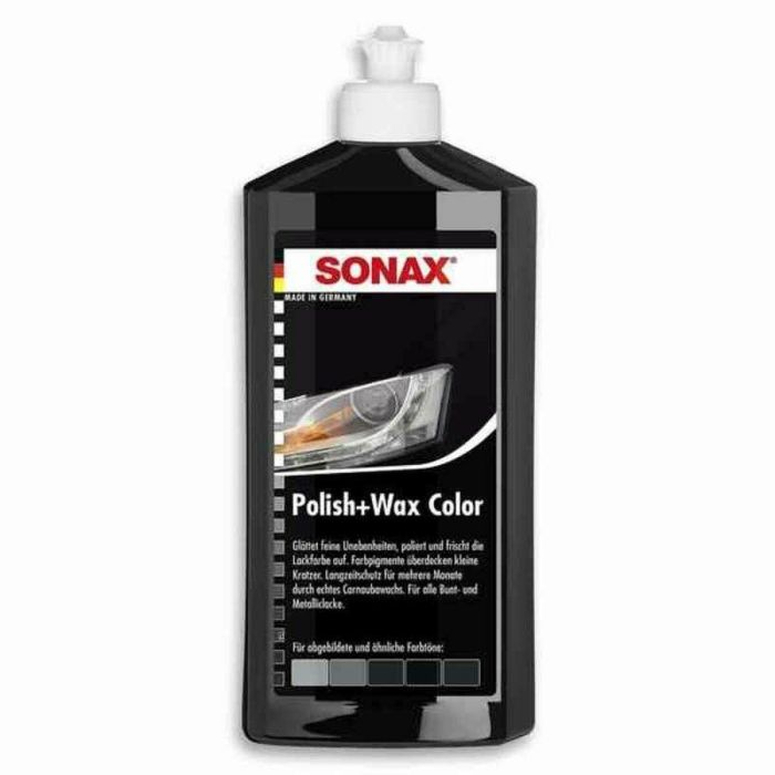 Sonax SX02961000 Abrillantador + Cera Negra 500 mL para Pintura Negra, limpia, restaura brillo intenso y camufla arañazos. 0 Sonax SX02961000 Abrillantador + Cera Negra 500 mL para Pintura Negra, limpia, restaura brillo intenso y camufla arañazos. 0
