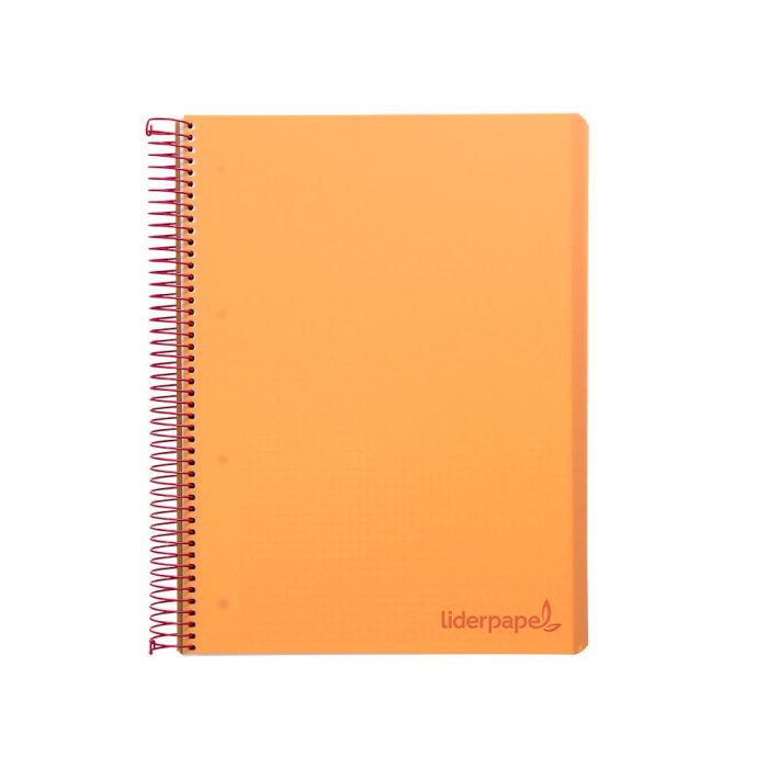 Cuaderno Espiral Liderpapel A4 Micro Wonder Tapa Plastico 120H 90 gr Cuadro 5 mm 5 Banda4 Taladros Color Naranja 1