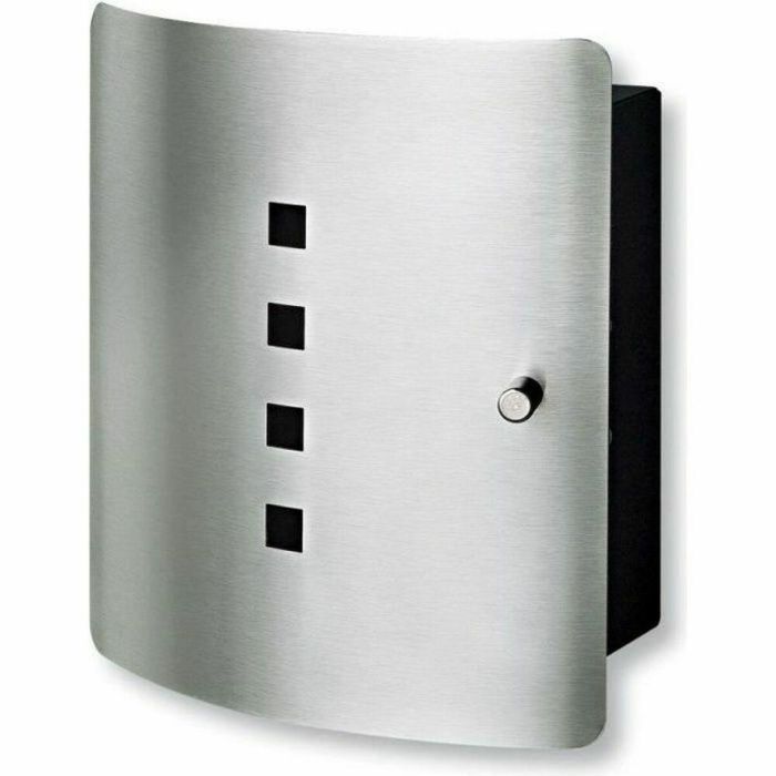 BURG-WÄCHTER QUAD 6204/10 Ni Armario para llaves con Cierre Magnético Ajustable, Puerta de Acero Inoxidable y Carcasa de Chapa Negra