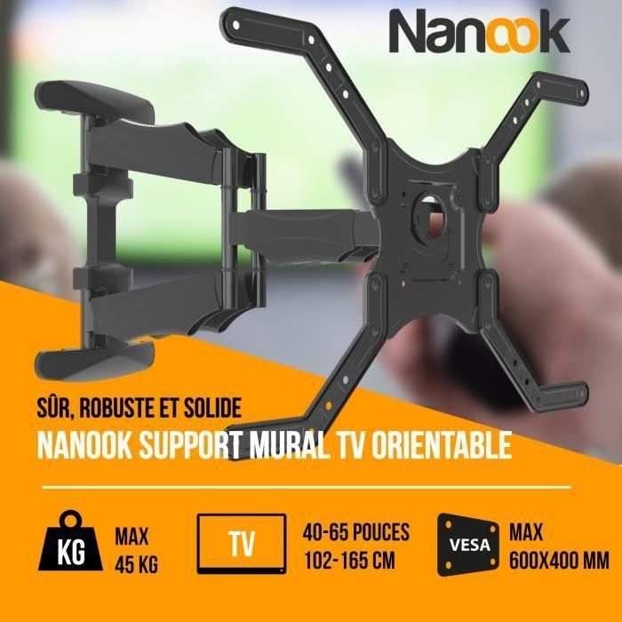 NANOOK Soporte de pared giratorio para televisores de 40 a 65 pulgadas - Inclinable - Soporte de pared para televisores LCD, LED, QLED y OLED 1 NANOOK Soporte de pared giratorio para televisores de 40 a 65 pulgadas - Inclinable - Soporte de pared para televisores LCD, LED, QLED y OLED 1