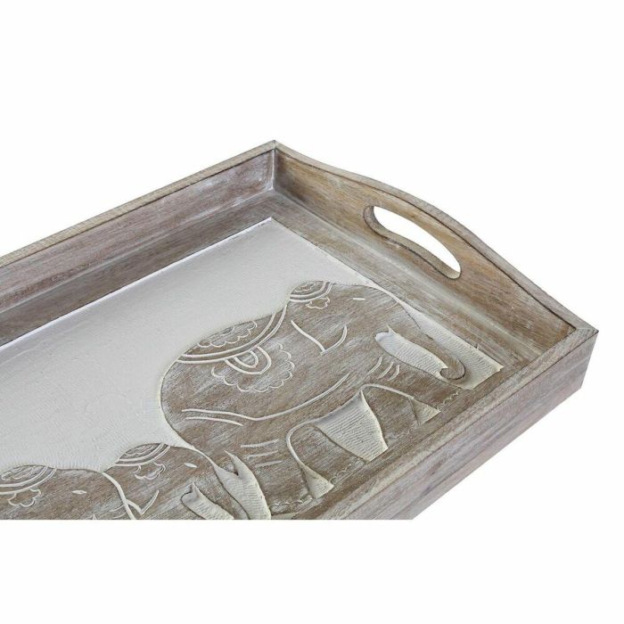 Bandeja Decoracion Indio DKD Home Decor Marron Blanco 30.5 x 7 x 40.5 cm 1