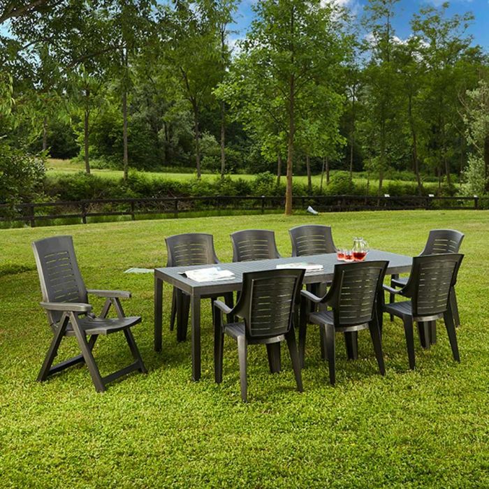 Ipae Progarden Mesa Extensible Indo Antracita Exterior 90 x 150 - 220 x 72 cm 1