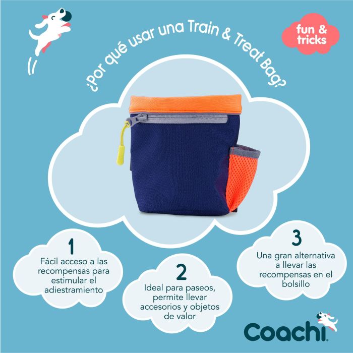 Coachi Train & Treat Bag | Bolsa de Recompensas para Adiestramiento y Paseo de Perros | Azul-Coral, Forro Reversible, Bolsillo Cremallera 7 Coachi Train & Treat Bag | Bolsa de Recompensas para Adiestramiento y Paseo de Perros | Azul-Coral, Forro Reversible, Bolsillo Cremallera 7
