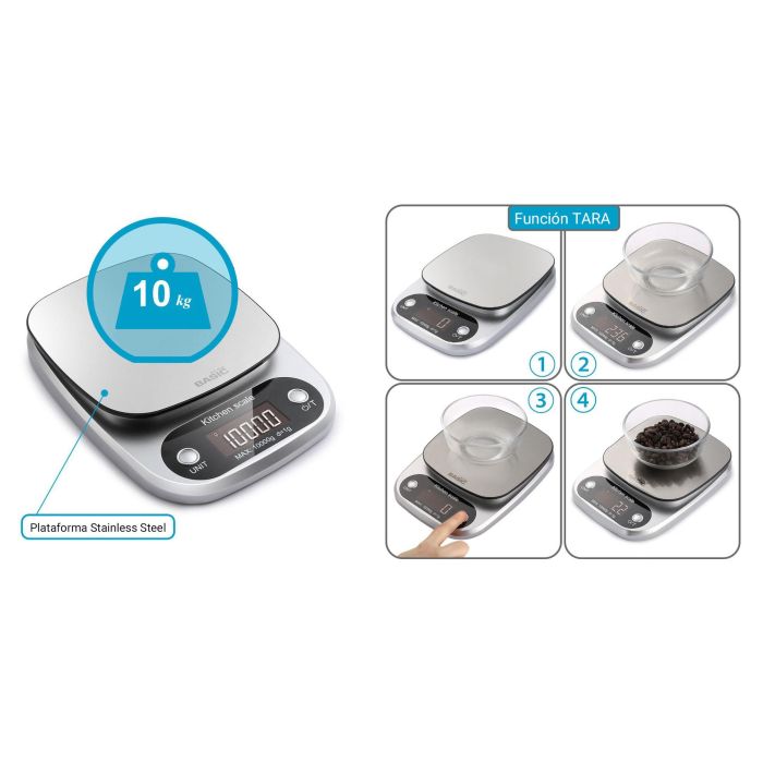Bascula Cocina Digital 10Kg Basic Home (12 Unidades) 8
