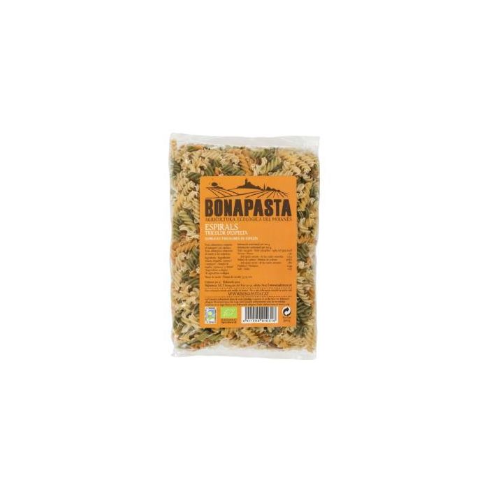 BONAPASTA Espirales Tricolor de Espelta Ecológicas 500g - Pasta Alimenticia Bio