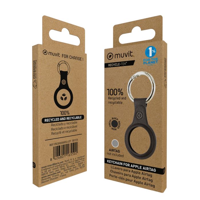 muvit for change funda llavero compatible con Airtag negro 2 muvit for change funda llavero compatible con Airtag negro 2