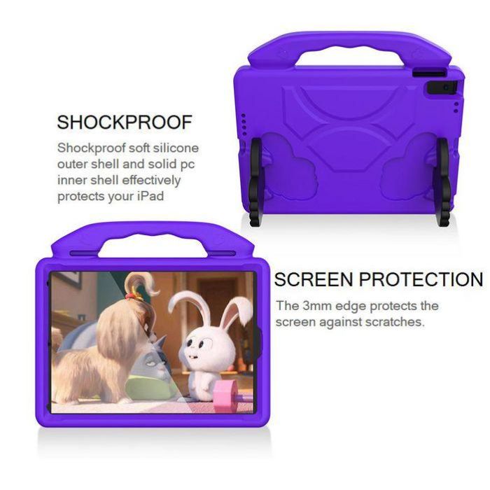 eSTUFF Funda de protección Handy a prueba de golpes para Apple iPad 9.7 (todos los modelos) niños, con soporte - Morado 3