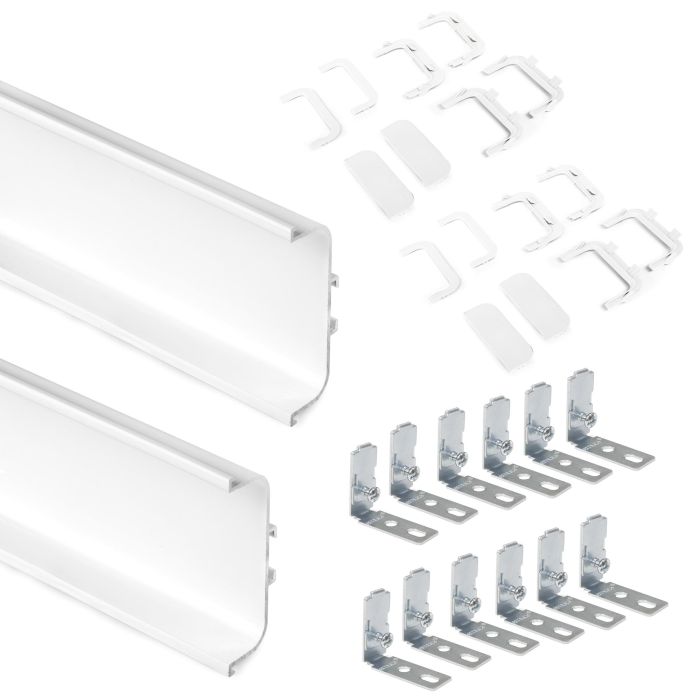 Emuca Kit de 2 perfiles centrales Gola para muebles de cocina, longitud 2,35m, con accesorios, Aluminio, Pintado blanco 0 Emuca Kit de 2 perfiles centrales Gola para muebles de cocina, longitud 2,35m, con accesorios, Aluminio, Pintado blanco 0