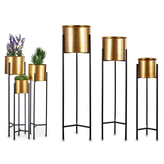 Giftdecor Set 3 Maceteros de Metal con Soporte Trípode, Negro y Oro. Incluye 3 Tamaños: Ø24x93,5 cm, Ø21x80,5 cm, Ø18x69 cm (2 Unidades) Giftdecor Set 3 Maceteros de Metal con Soporte Trípode, Negro y Oro. Incluye 3 Tamaños: Ø24x93,5 cm, Ø21x80,5 cm, Ø18x69 cm (2 Unidades)