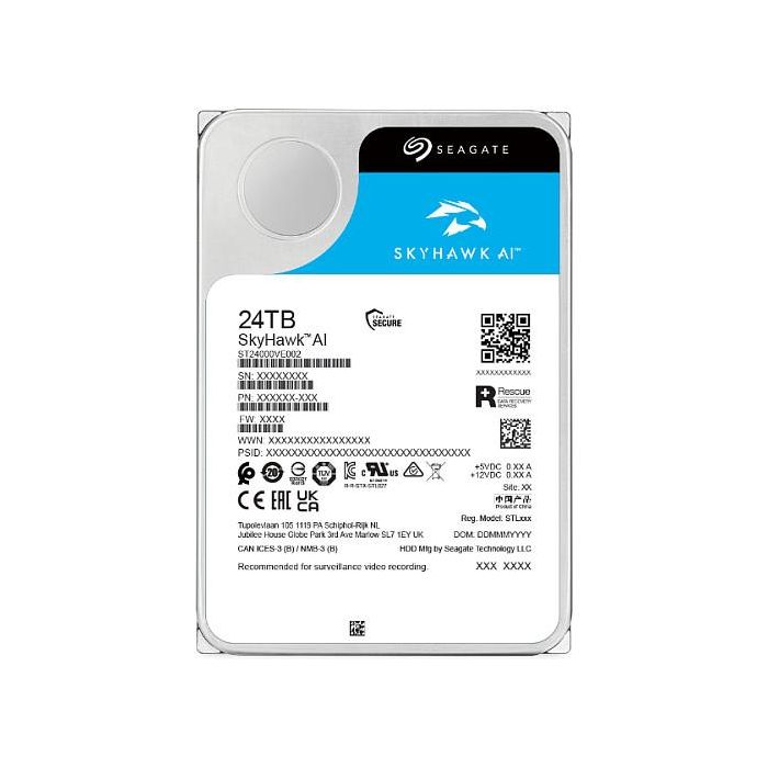 Seagate Skyhawk AI Surveillance Video Optimizado para IA 24TB HDD 7200 RPM SATA 6Gb/s 512MB CMR Helium 3.5" - ST??? 3