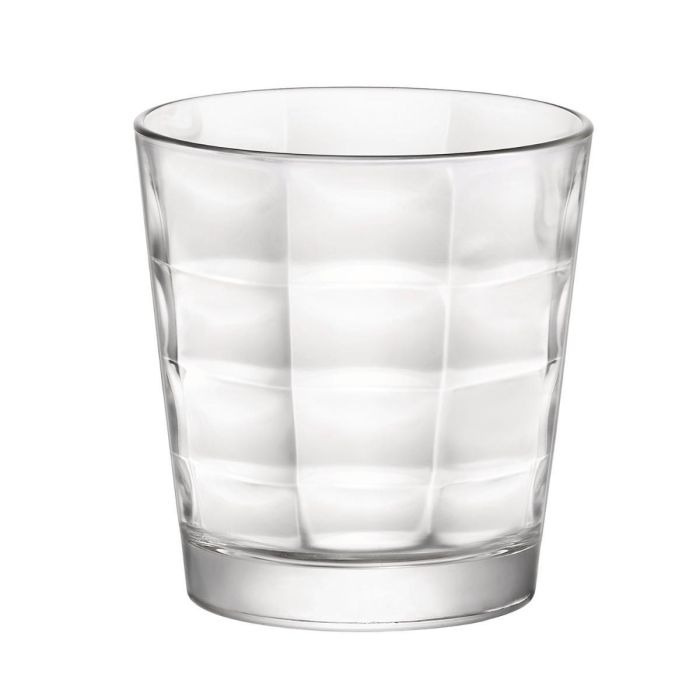 Bormioli Rocco Set 6 Vasos Bajos Vidrio Cube 24,5 cL, Con Relieve, Fabricados en Italia, Apto Lavavajillas, Higiénicos y Duraderos