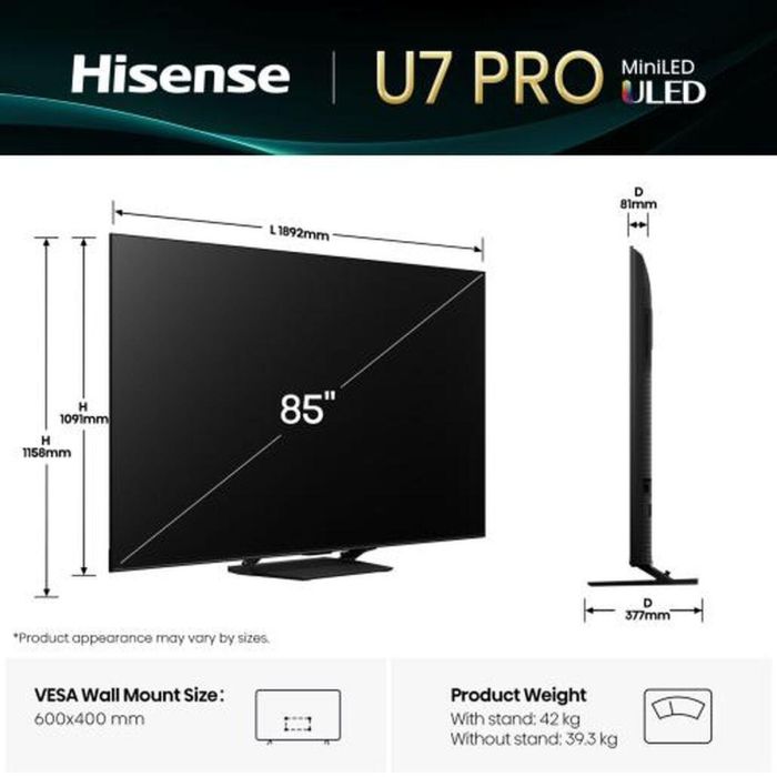 Smart TV Hisense 85U7Q PRO 85" 4K Ultra HD LED HDR 1 Smart TV Hisense 85U7Q PRO 85" 4K Ultra HD LED HDR 1