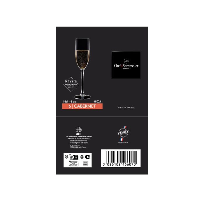 Caja 6 Copas Flauta Krysta Cabernet Chef & Sommelier 16 cL