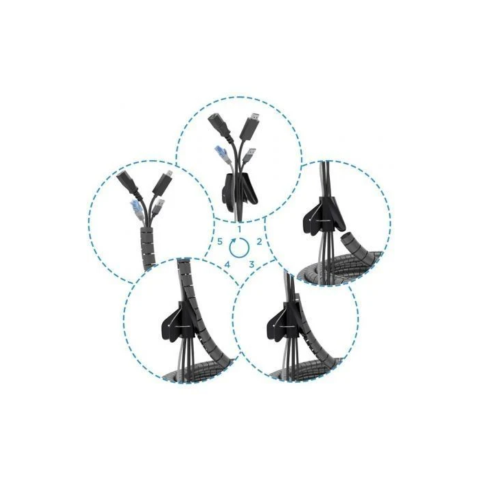 AISENS - ORGANIZADOR DE CABLE EN ESPIRAL 25MM, NEGRO, 10 M 1