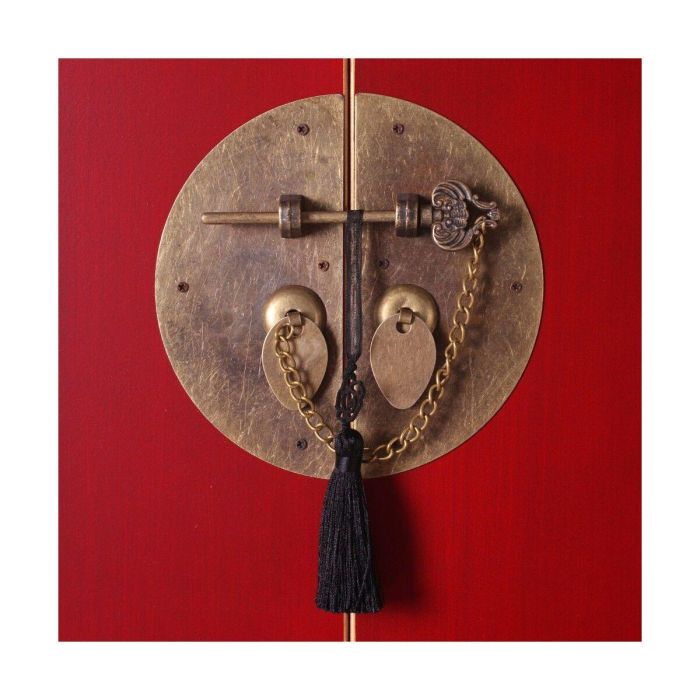 Aparador ORIENTE Rojo Dorado Madera Hierro Madera MDF 63 x 33 x 131 cm