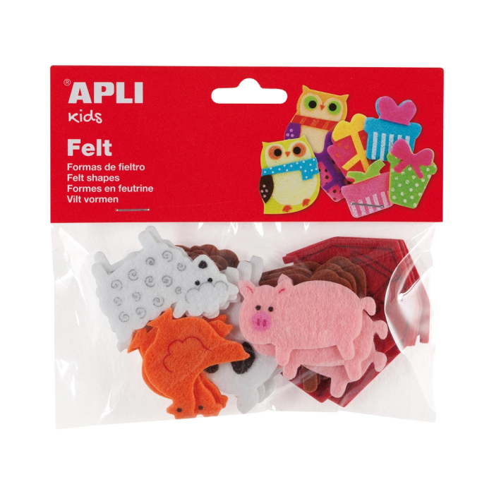 Apli Figuras de fieltro con forma de animales para manualidades, bolsa de 18 unidades surtidas, 6 cm 1