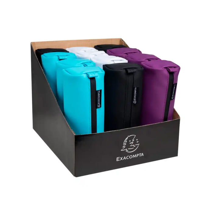 Exacompta Bolso Portatodo Titanium, Forma Semi Redonda 22x8.5x7 cm, PU Soft Touch Lavable, Colores Surtidos