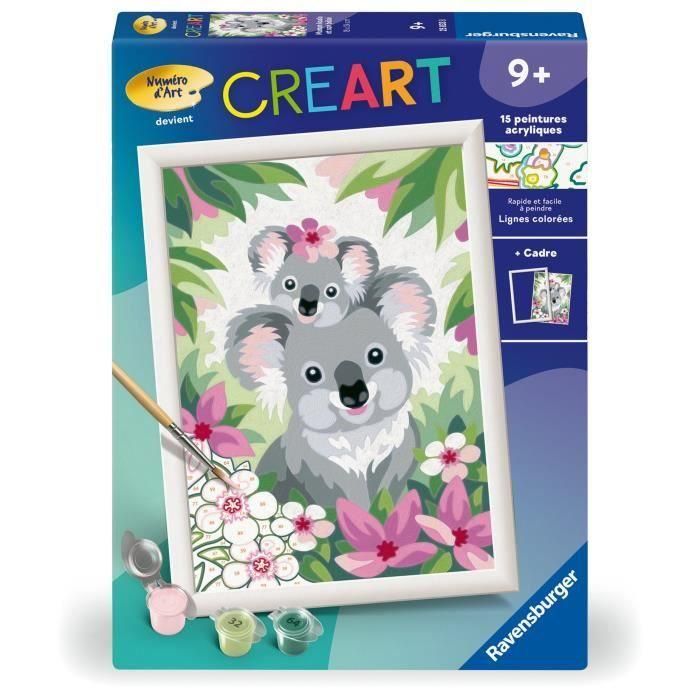 Ravensburger RAV00025833 CreArt Kids: Kit de Pintura por Números Koala Mamá y Bebé, Lienzo 18x24 cm, A partir de 9 años