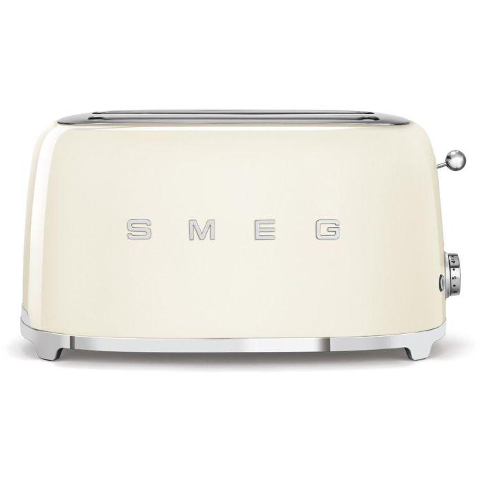 Smeg TSF02CREU Tostadora de 4 rebanadas en Acero color Crema con función descongelar y recalentar, 1500W